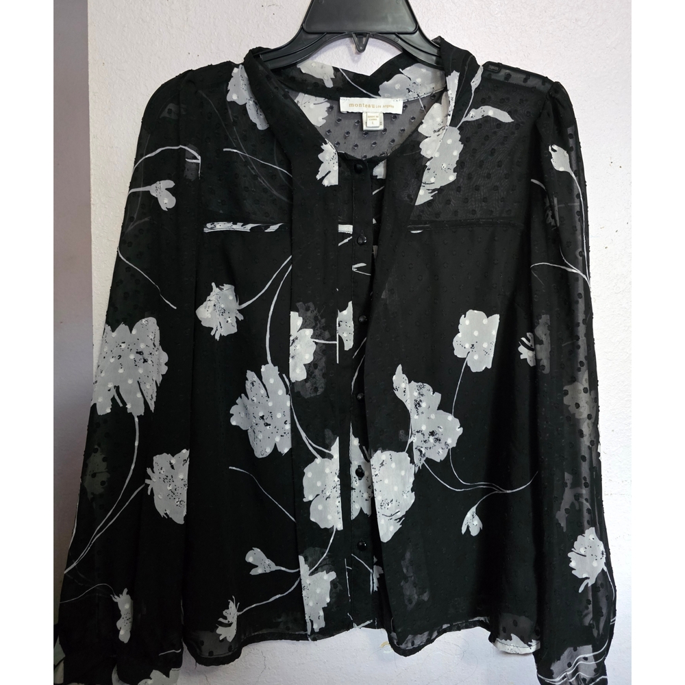 Floral Black and Gray Women's Top